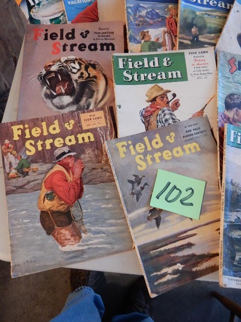 lot 102 image: Misc. Magazines. Field and Stream, Life.. Others.. VERY OLD.. From WWII era