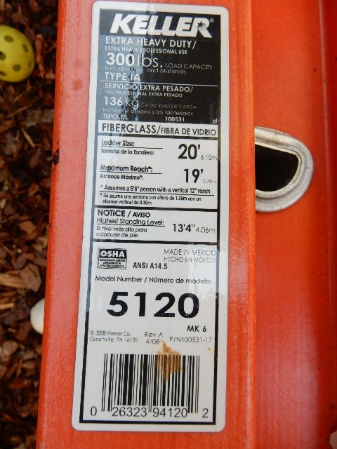 lot 9A image: Keller, 20ft Fibre Glass Ladder.. Extra Heavy Duty