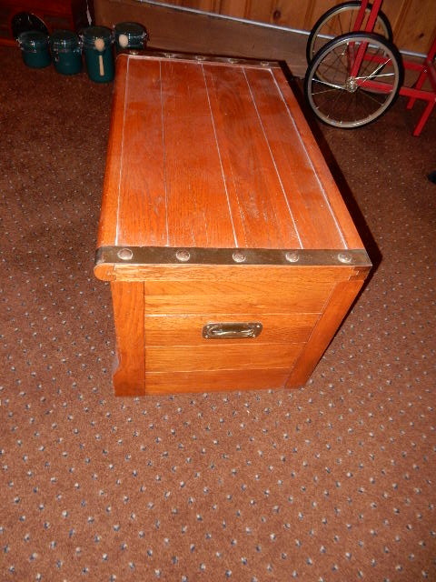 lot 2B image: Solid wood storage Chest. Nice shape.. 38in x 16 in x 18in h