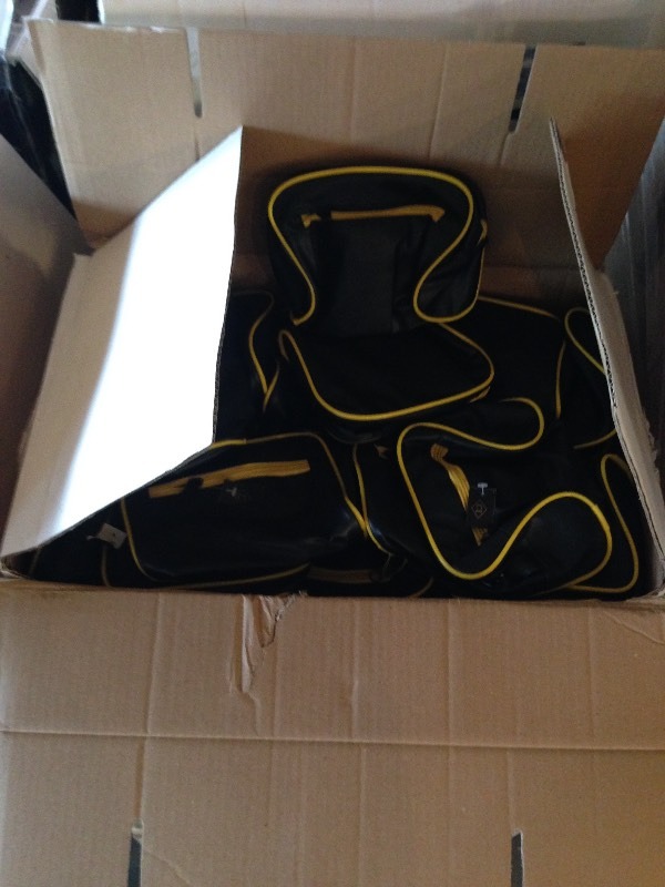 Box of approximately 100 black pouches  bags