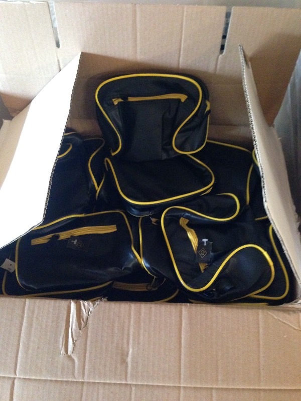 Box of approximately 100 black pouches  bags