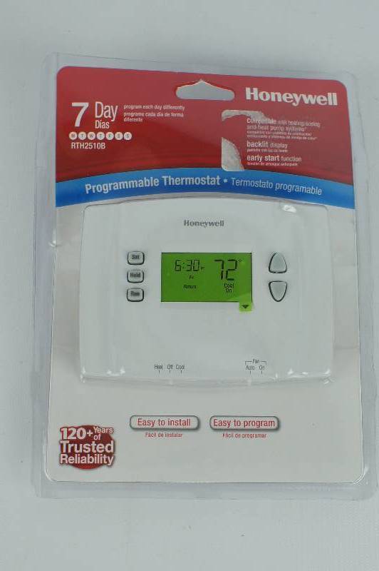 lot 27 image: Honeywell RTH2510B 7-Day Programmable Thermostat with Backlight, White