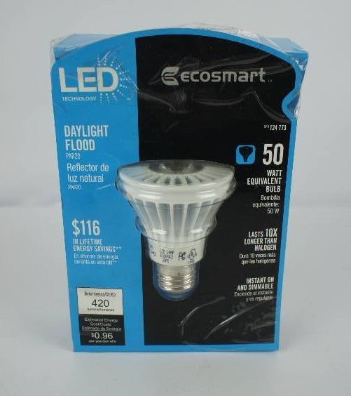 lot 8 image: Ecosmart LED Daylight Flood PAR20 5000K 50 Watt Equivalent Light Bulb 2-Pack