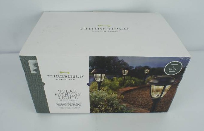 lot 24 image: Threshold Solar Pathway Lights 6 Piece Value Pack Round Black