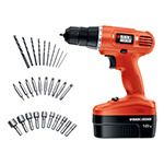 lot 2 image: Black & Decker GC1800VA 18 Volt Cordless Drill With 30 Piece Accessory Kit
