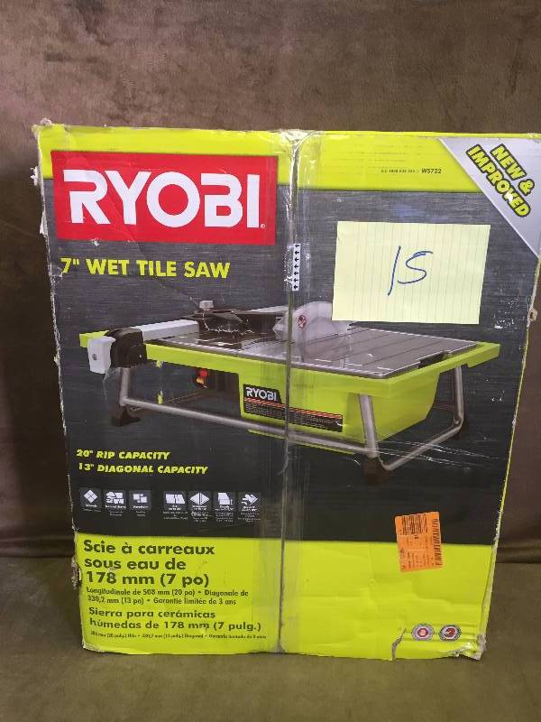 lot 15 image: Ryobi 7 Wet Tile Saw , Used works