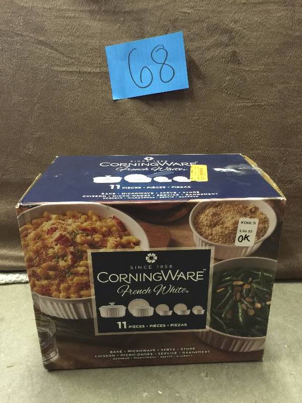 lot 68 image: CorningWare 11-Piece French White Bakeware and Serveware Set