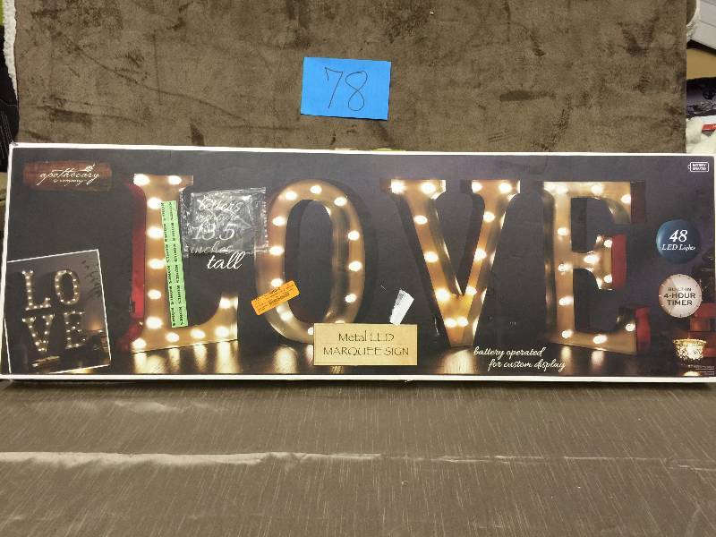lot 78 image: Apothecary LOVE LED Marquee Sign Decor