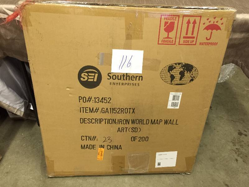 lot 116 image: Iron World Map Wall Art