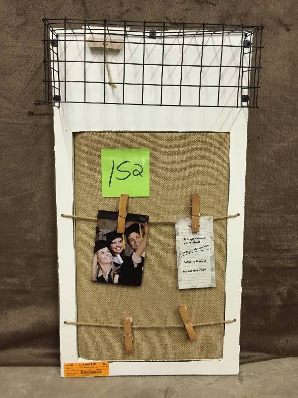 lot 152 image: Belle Maison Burlap Memo Board Wall Dcor