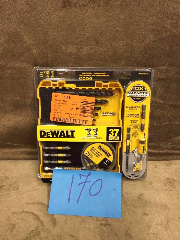 lot 170 image: Dewalt 37 PC drill and drive set