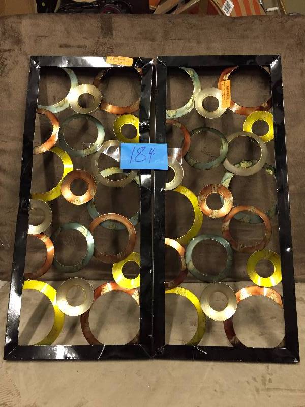 lot 184 image: Lot of 2 Stratton Home Decor Circle Geo Panel Wall Dcor