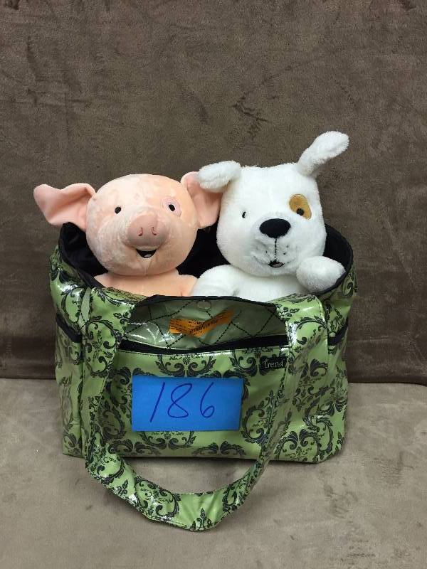 lot 186 image: Diaper bag and Stuff Animals