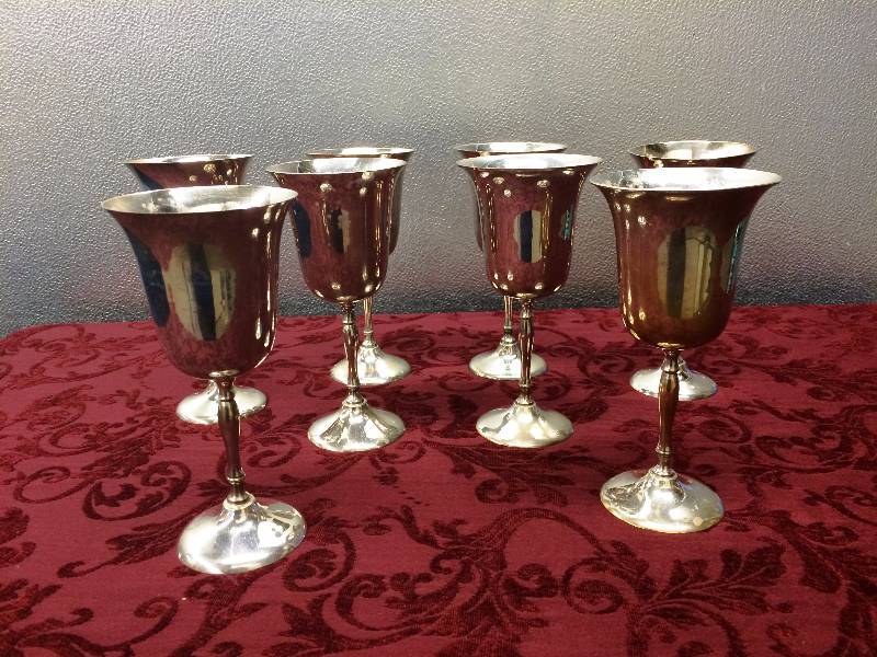 Vintage Crown Goblet Wine Glass Silverplate from India