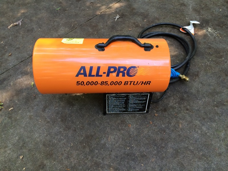 lot 8 image: All-Pro Tube Heater 50-85K BTUs  LP Gas  Very good condition  works fine