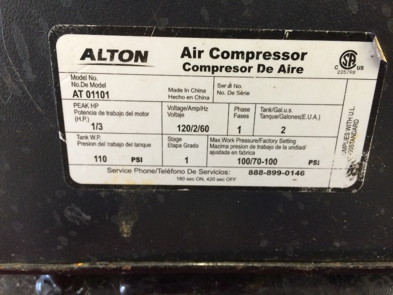 lot 63 image: Alton Portable Air Compressor  runs