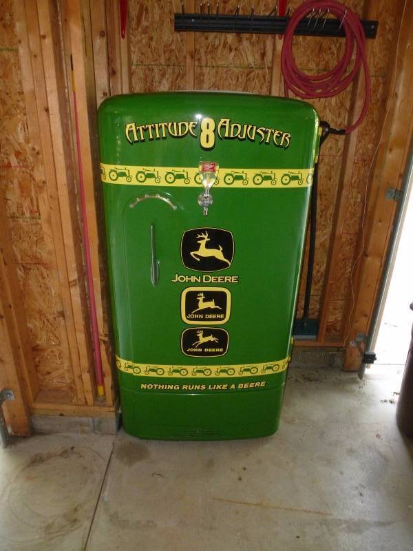 lot 13 image: Attitude Adjuster John Deere Beer Keg Refrigerator