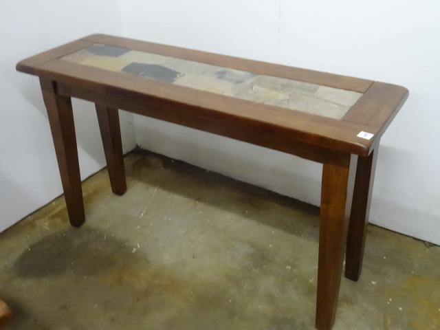 Wood Table with Stone Inlay