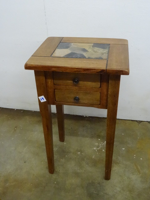 Wood Table with Stone Inlay