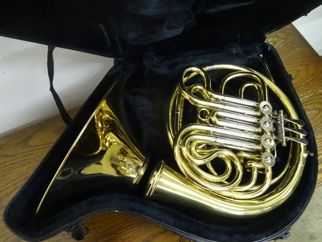 Brass French Horn with Case