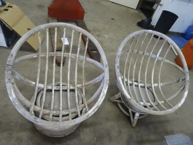 2 Swivel Bamboo Chairs
