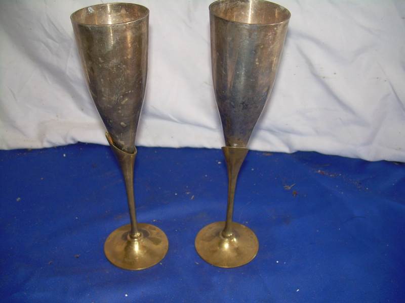 vintage solid brass wine glasses