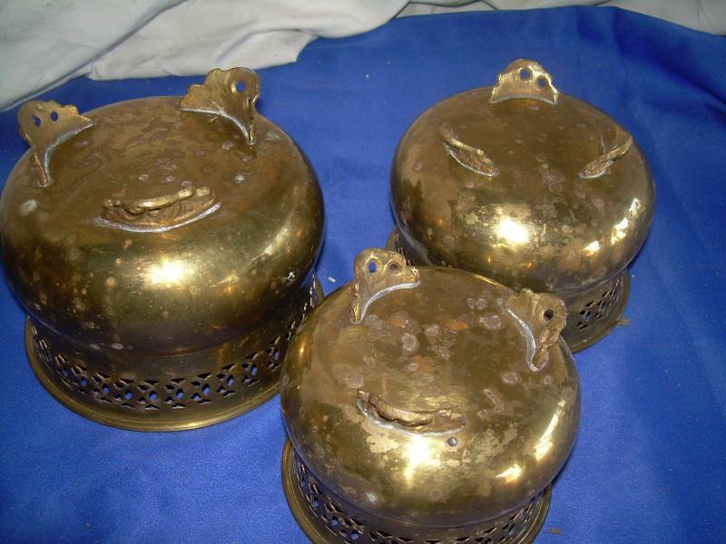 3 vintage brass bowls