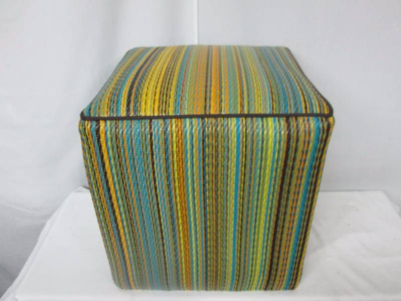 lot 47 image: Fab Habitat Cancun Pouf - Lemon & Apple Green