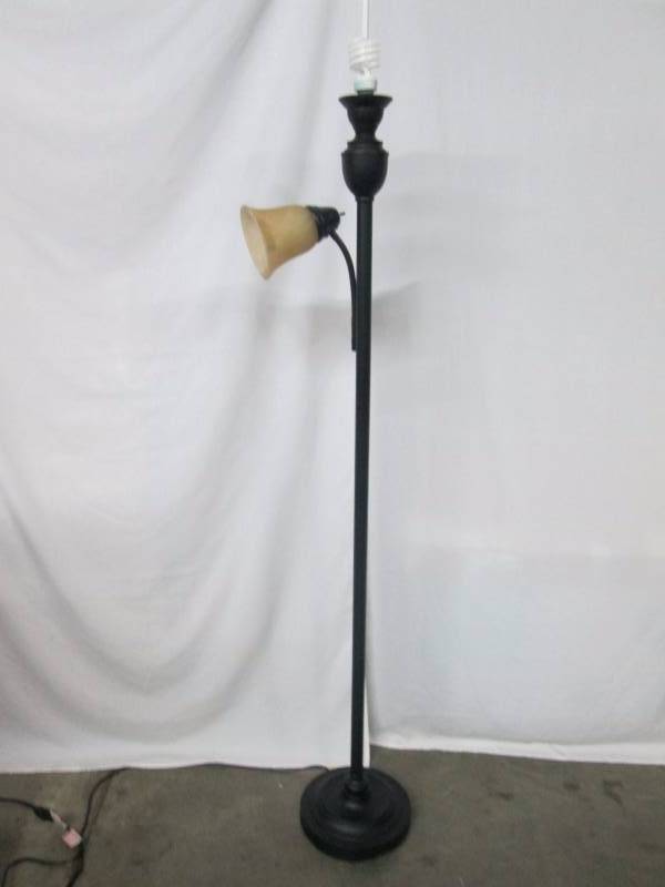 lot 66 image: McLealnd Design Torchiere Floor Lamp with Reading Lamp