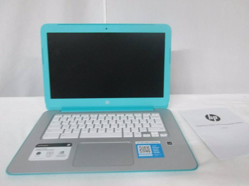 lot 65 image: HP Chromebook  14 Google Chrome Laptop - Turquoise
