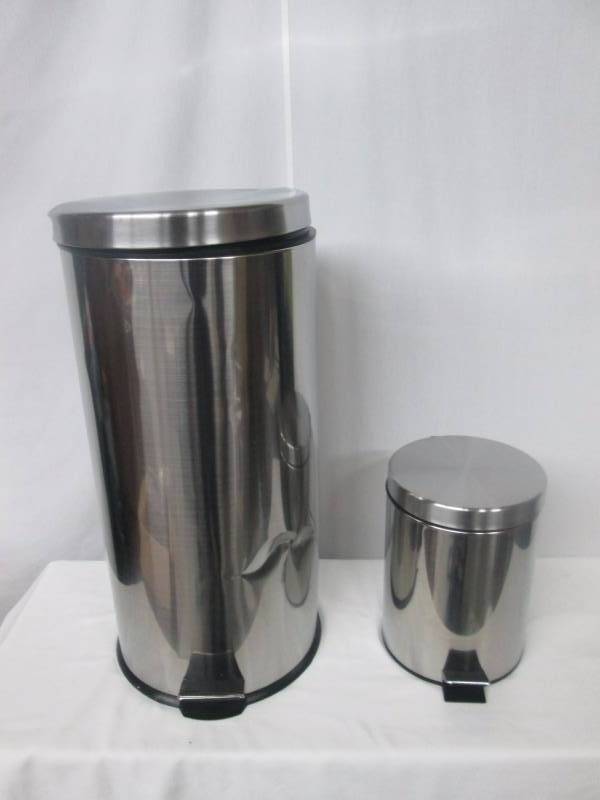 lot 59 image: Stainless Steel Round Trashcans - Set of 2