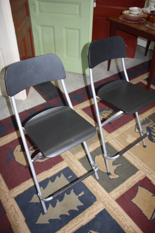 Black Folding Stools - Set of 2