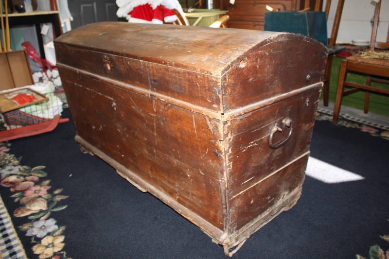Antique Round Top Trunk