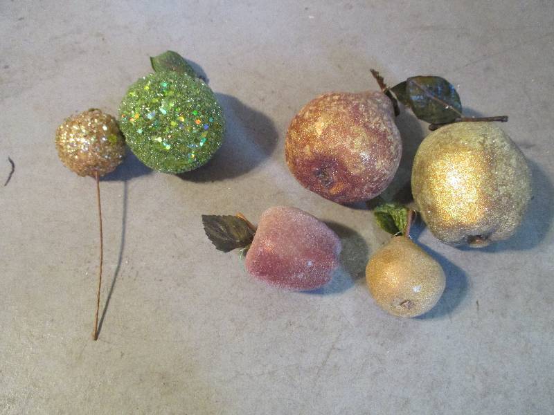 lot of glittered decorative fruit ...