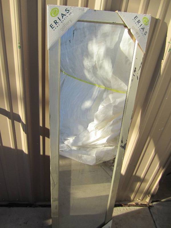 lot 82 image: 15 x 51 silver framed door mirror,...