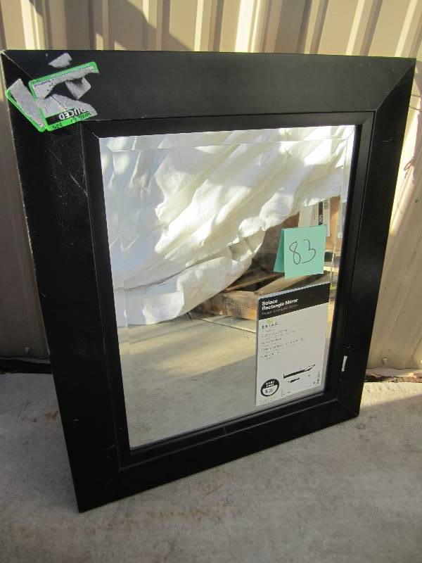 lot 83 image: 23.5 x 27.5 black framed mirror...