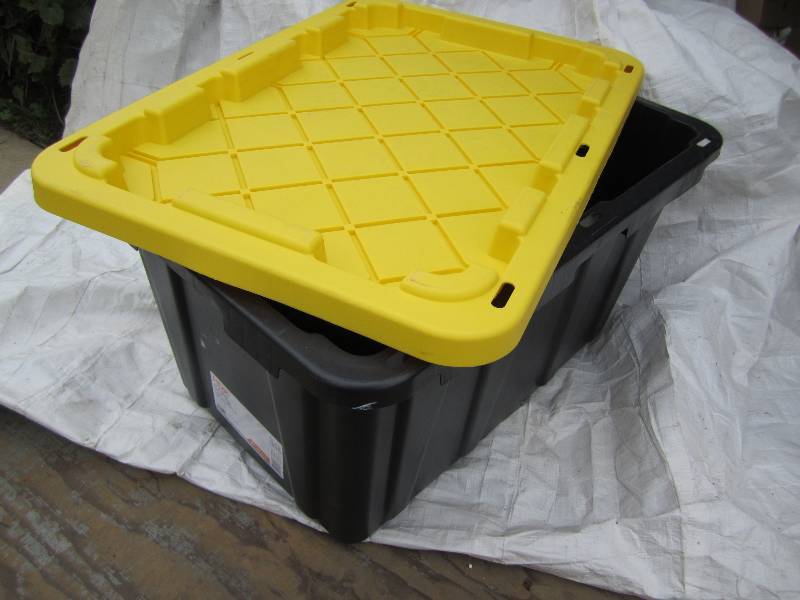 lot 115 image: 27-Gal. Storage Tote in Black...