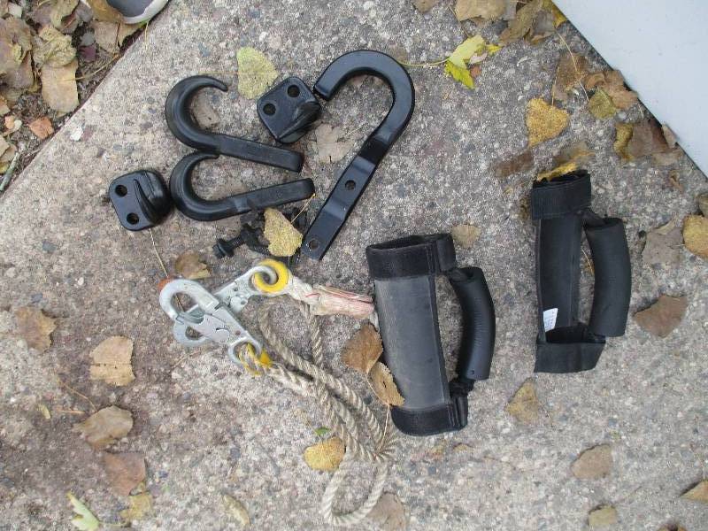 Heavy duty hooks and velcro handles...
