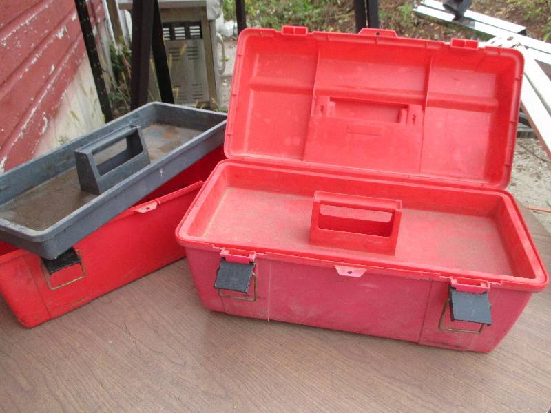 2 red tool boxes...