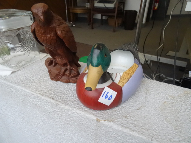 lot 160 image: Ceramic Duck Planter Carved Eagle