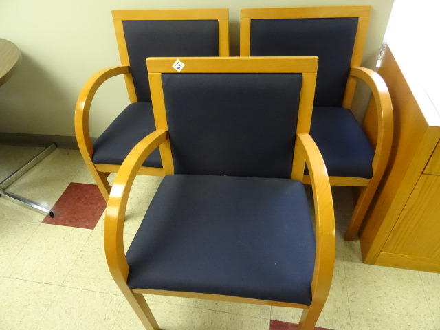 lot 16 image: 3 Matching Wood Framed Side Chairs