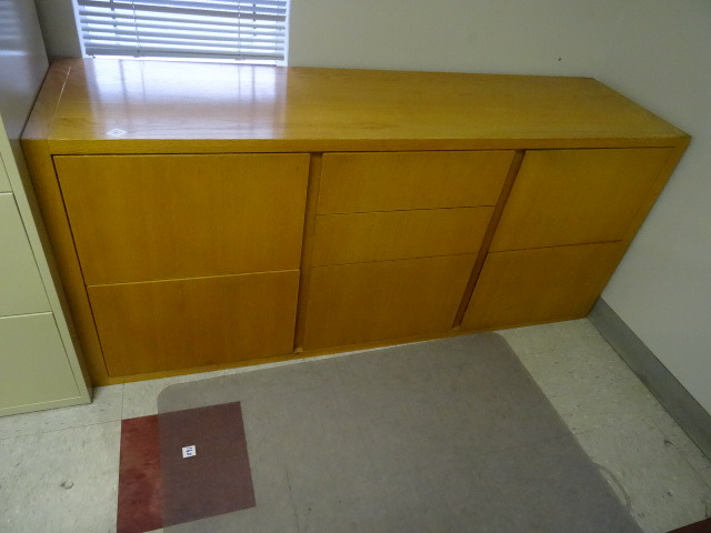 lot 161 image: 7 Drawer Oak  Wood Credenza