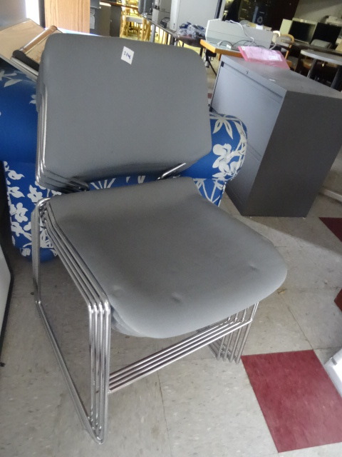 lot 214 image: 4 Metal Framed Stack Chairs