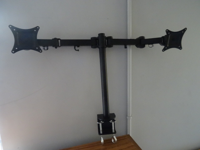 lot 229 image: Desk Mount Double Monitor Stand