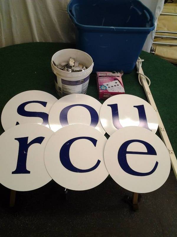 Tote Of Surge Protector, Electric Outlets, Round Letter Signs