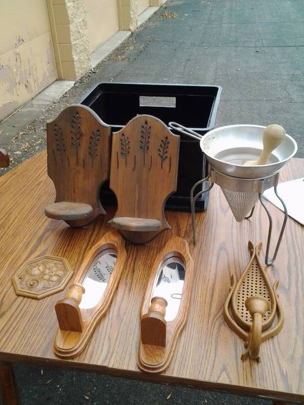 Collection Of Wall Sconces, Potato Ricer, Tote