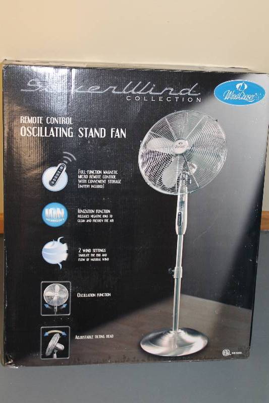 lot 362 image: Silver Wind Collection Remote Control Oscillating Stand Fan.