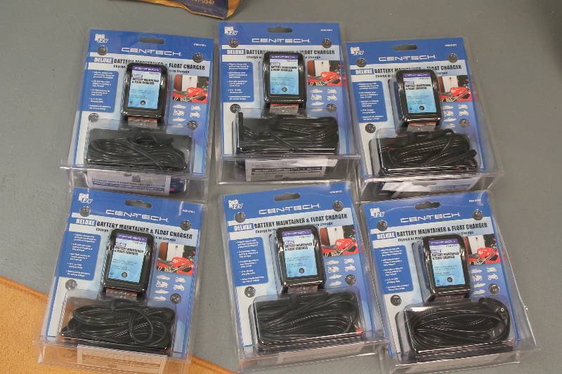 lot 375 image: Lot of (6) Cen-Tech Battery Maintainer & Float Charger.