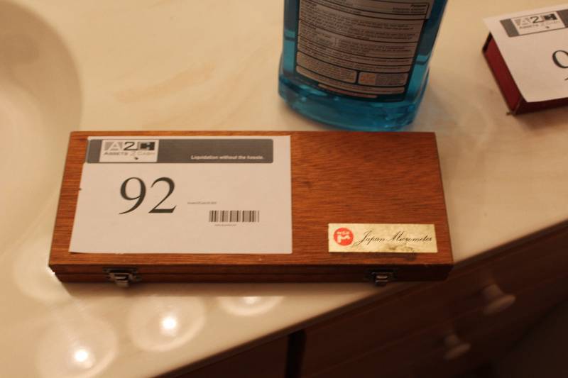 lot 92 image: Wooden Case wMeasuring Caliper.
