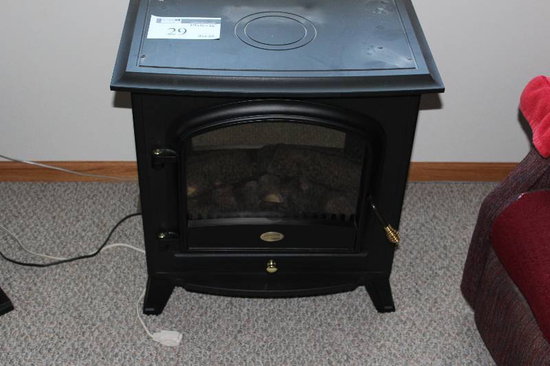 lot 29 image: Electric Stove Heater wWood Log Interior & Glass Door 24 x 16 x 26.